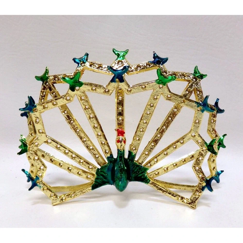 Torino Peacock Double Earring Holder Gold Tone with Greens and‎ Blues